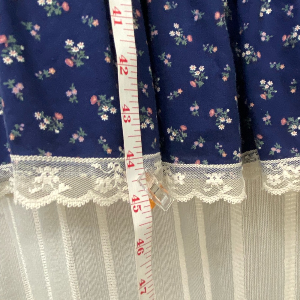 Gunne Sax Midnight Blue Floral with Lace Trim Dress Size S - Vintage EUC RARE - Picture 14 of 16